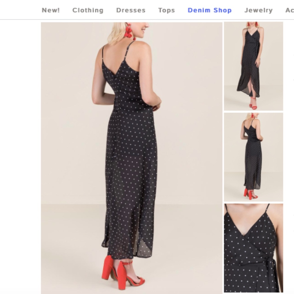 Black and white, wrap polka dot maxi dress